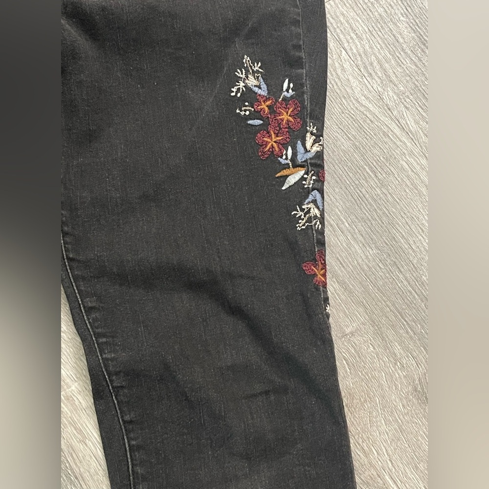 Floral Embroidered Skinny Jeans - Picture 6 of 7